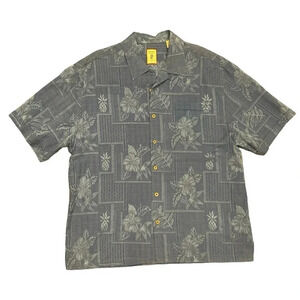 Jamaica Jaxx Mens Tropical Print Button-Up Shirt, 100% Silk, Size X-Large